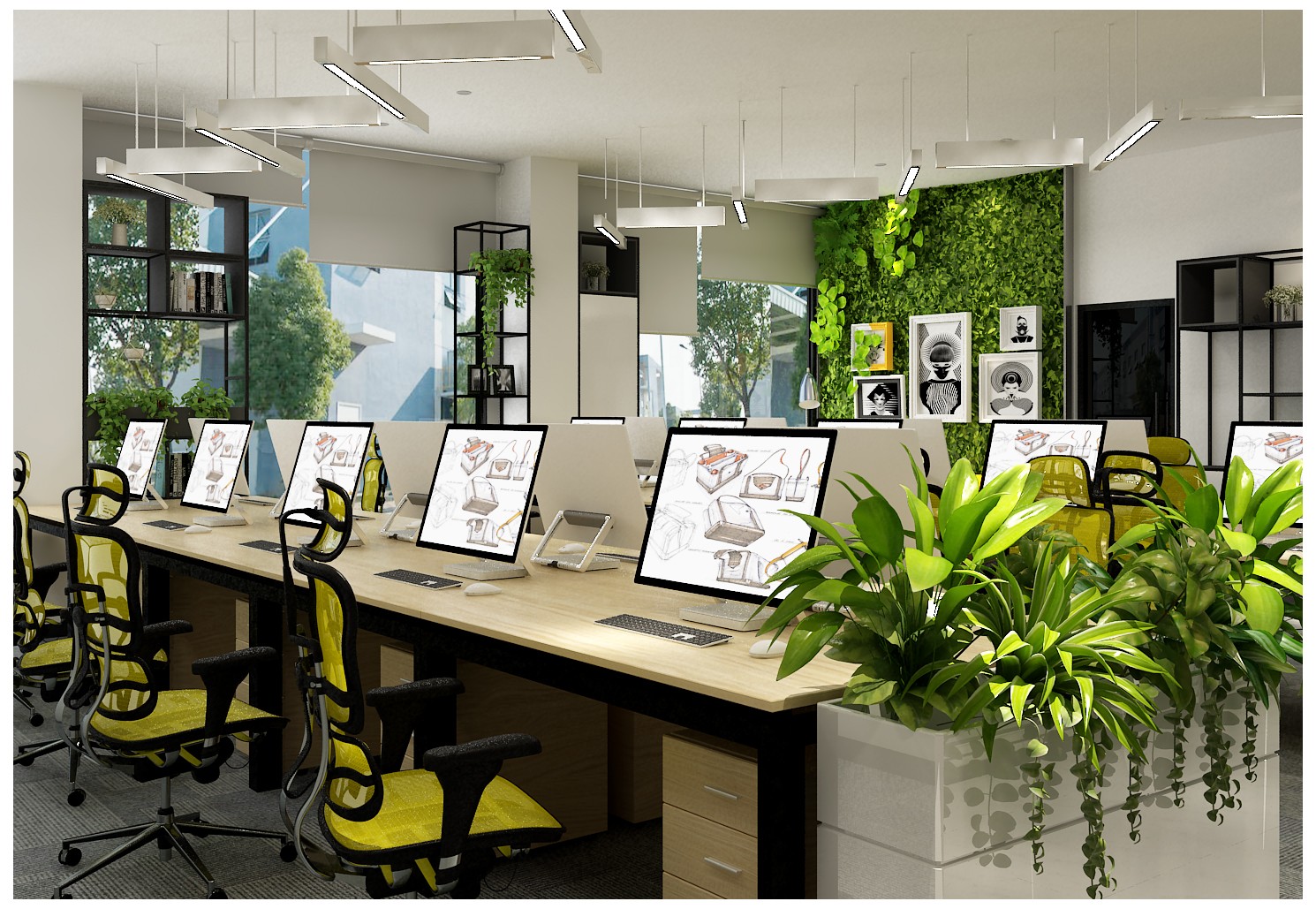 清新綠植辦公室裝修設計-第3張圖片-上海古都建筑設計集團